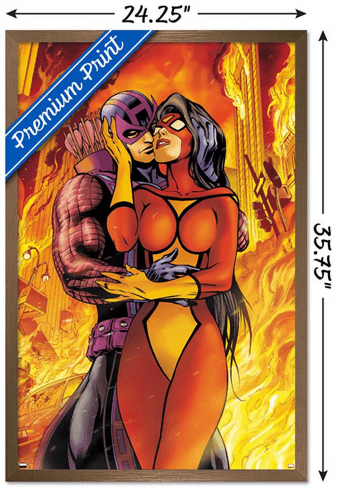 Marvel Comics - Hawkeye and Spider Woman - Avengers #17 Wall Poster, 22.375" x 34", Framed