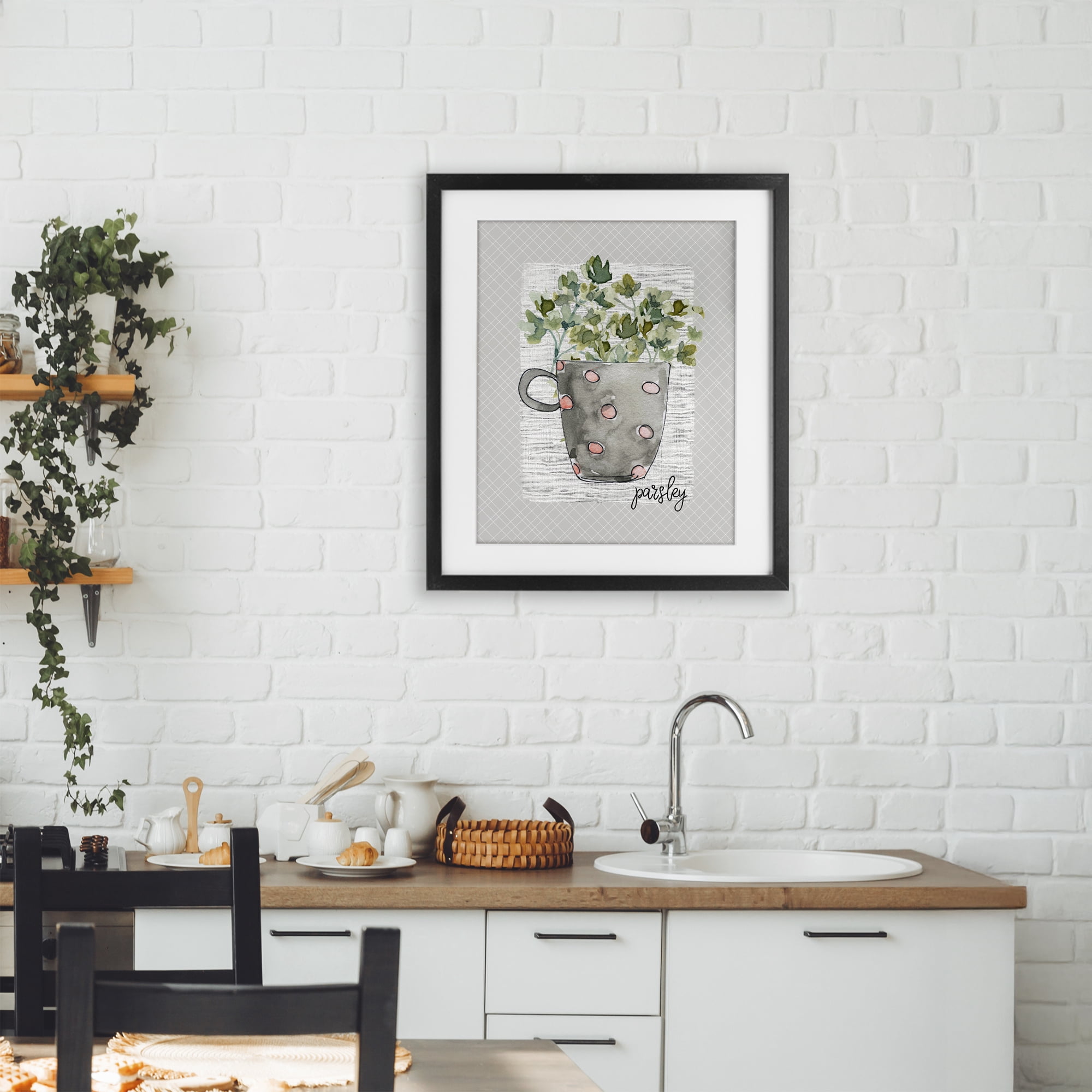 Stupell Industries Parsley Herb Mug Black Framed Print Under Glass, design by Livi Finn