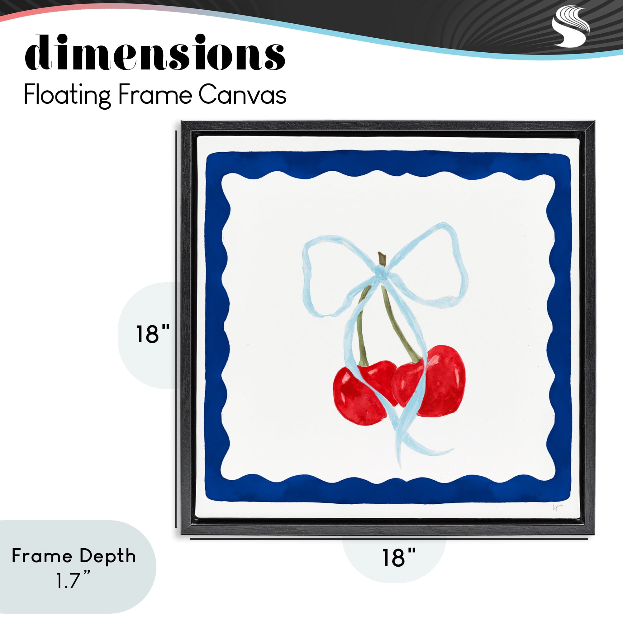 Stupell Industries Summer Bordered Cherries Black Framed Floater Canvas Wall Art, design by Lucille Price