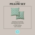 thumbnail image 5 of MARTHA STEWART Tulum Indoor Outdoor Decorative Pillow 2-Pack Set, UV Fade Resistant, Water Repellent, Printed Modern Design, Green, 18"x18", 5 of 9