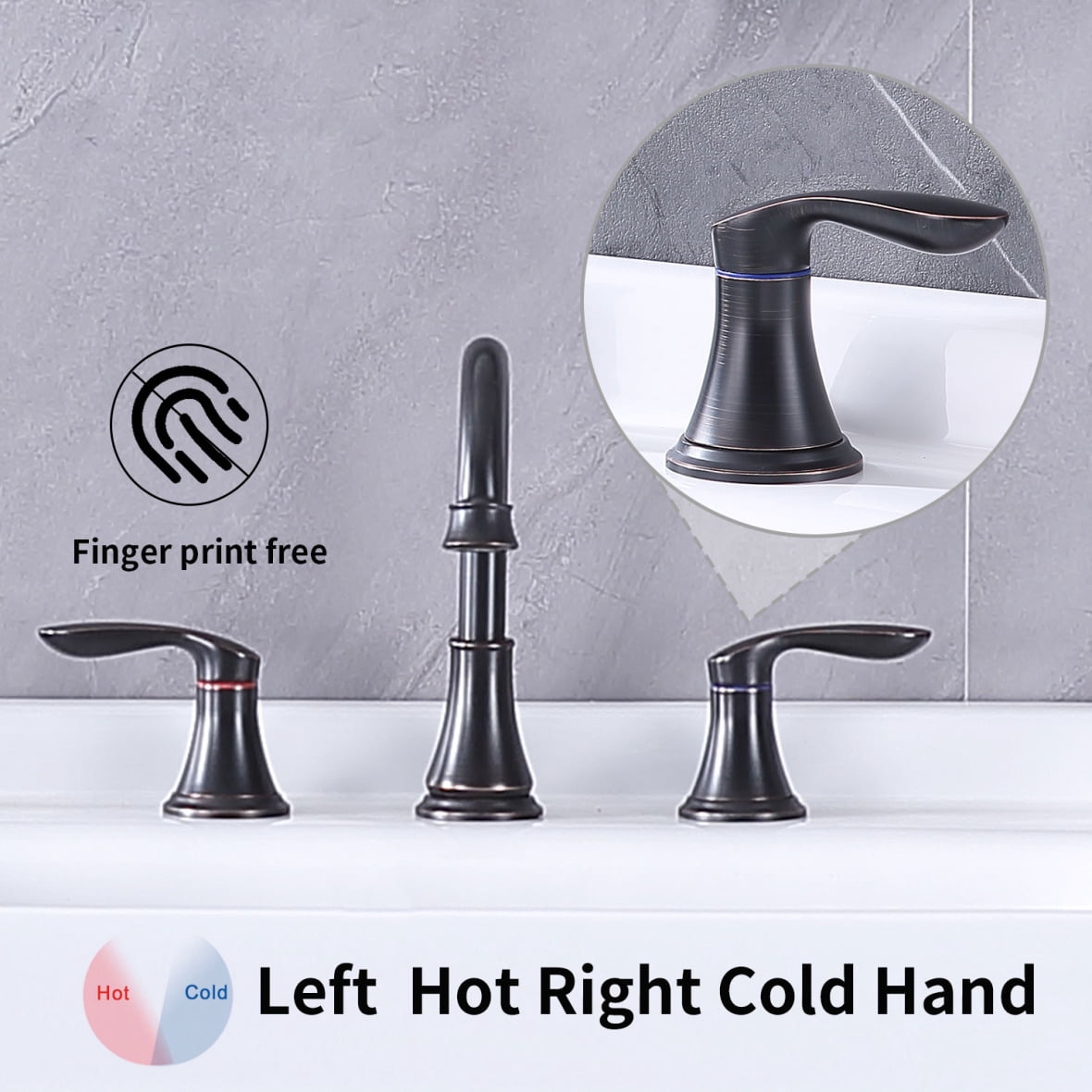 2 Handle 8 Inch Widespread Bathroom Sink Faucet with Pop-Up Drain, High Arc Modern Bathroom Vanity Lavatory Faucet 3 Holes with Brass 360° Swivel Spout, Oil-Rubbed Bronze