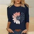 thumbnail image 2 of Jsaierl 3/4 Length Sleeve Womens Tops Summer Round Neck Shirts Dressy Print Ladies Blouses Work Elegant T-shirts Top S-5XL, 2 of 7