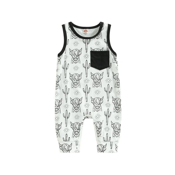 Bagilaanoe Newborn Baby Girl Boys Jumpsuit Print Sleeveless Bodysuit 3M 6M 9M 12M 18M Infant Ribbed One Piece Romper