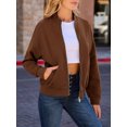 thumbnail image 4 of Women Zip Up Long Sleeve Casual Solid Color Loose Sweatshirts Jackets Outwear with Pockets, 4 of 5