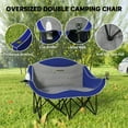 thumbnail image 3 of Outsunny Double Camping Chair for Adults, Padded Folding Camp Chair with Armrests, Cup Holders, Blue, 3 of 9