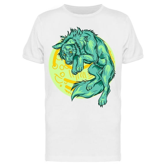 Wolf Doodle. Wolf On Moon T-Shirt Men -Image by Shutterstock, Male XX-Large