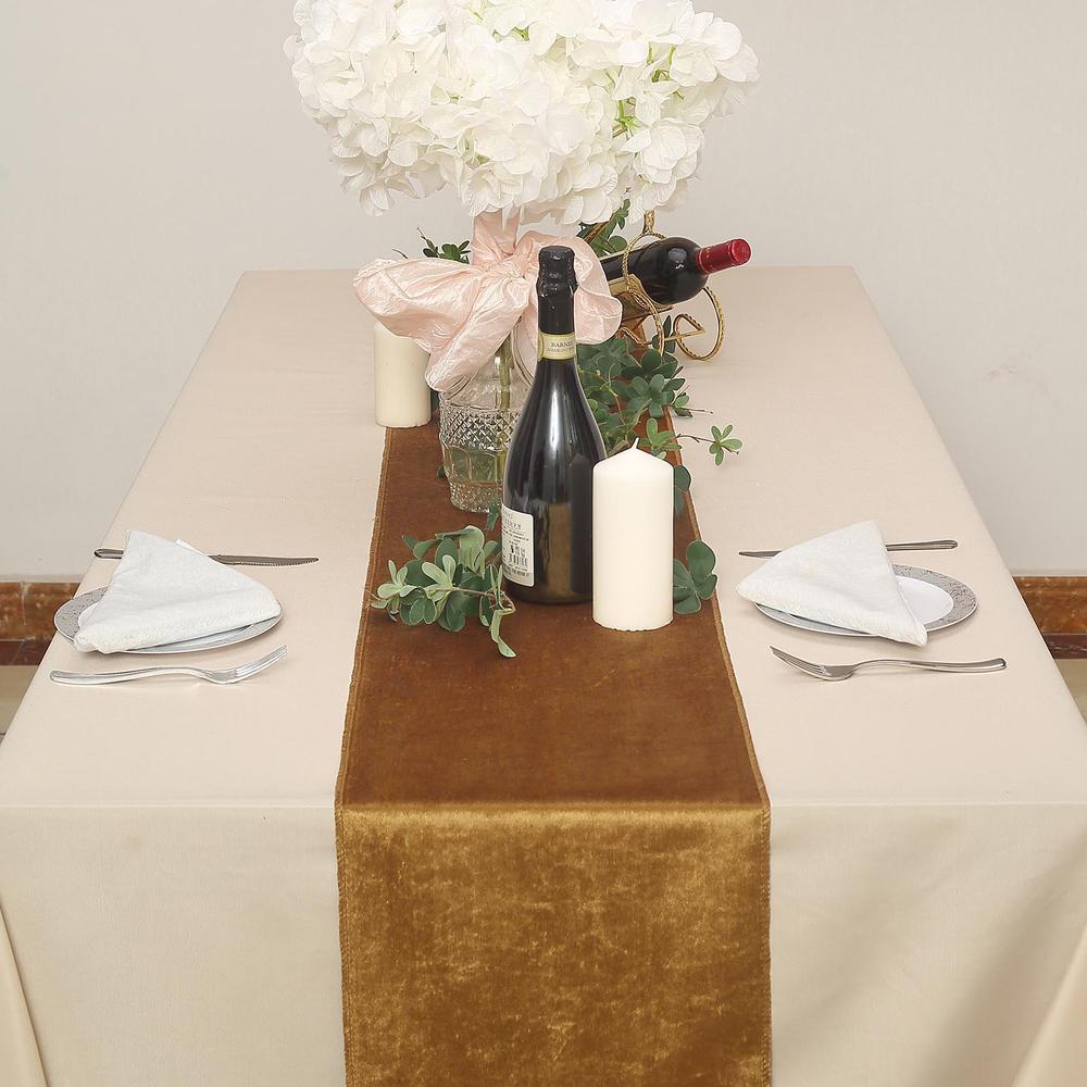 2PC 12" x 107" Gold Premium Velvet Table Runner