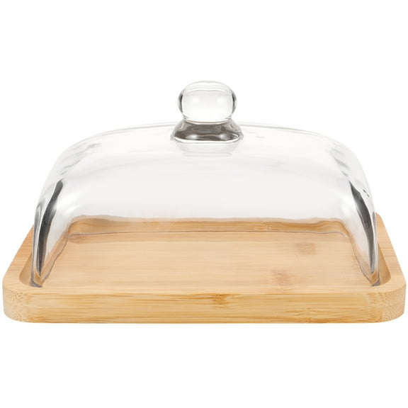 Yongwei cheese container Butter Wood Dish with Glass Cover Butter Dish with Glass Lid Butter Tray Cheese Holder