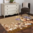 thumbnail image 4 of Easter Bunny Area Rugs Collection 3'x5', Brown Eggs Flowers Rabbits Vintage Dots Plaid Non Slip Indoor Rectangle Throw Runner Rug Floor Mat Carpet for Living Room Dining Table Bedroom Nursery, 4 of 9