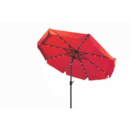 Deluxe Solar Powered Led Lighted Patio Umbrella With Decorative Deluxe Solar Powered Led Lighted Patio Umbrella With Decorative Edges 9 By Trademark Innovations Red