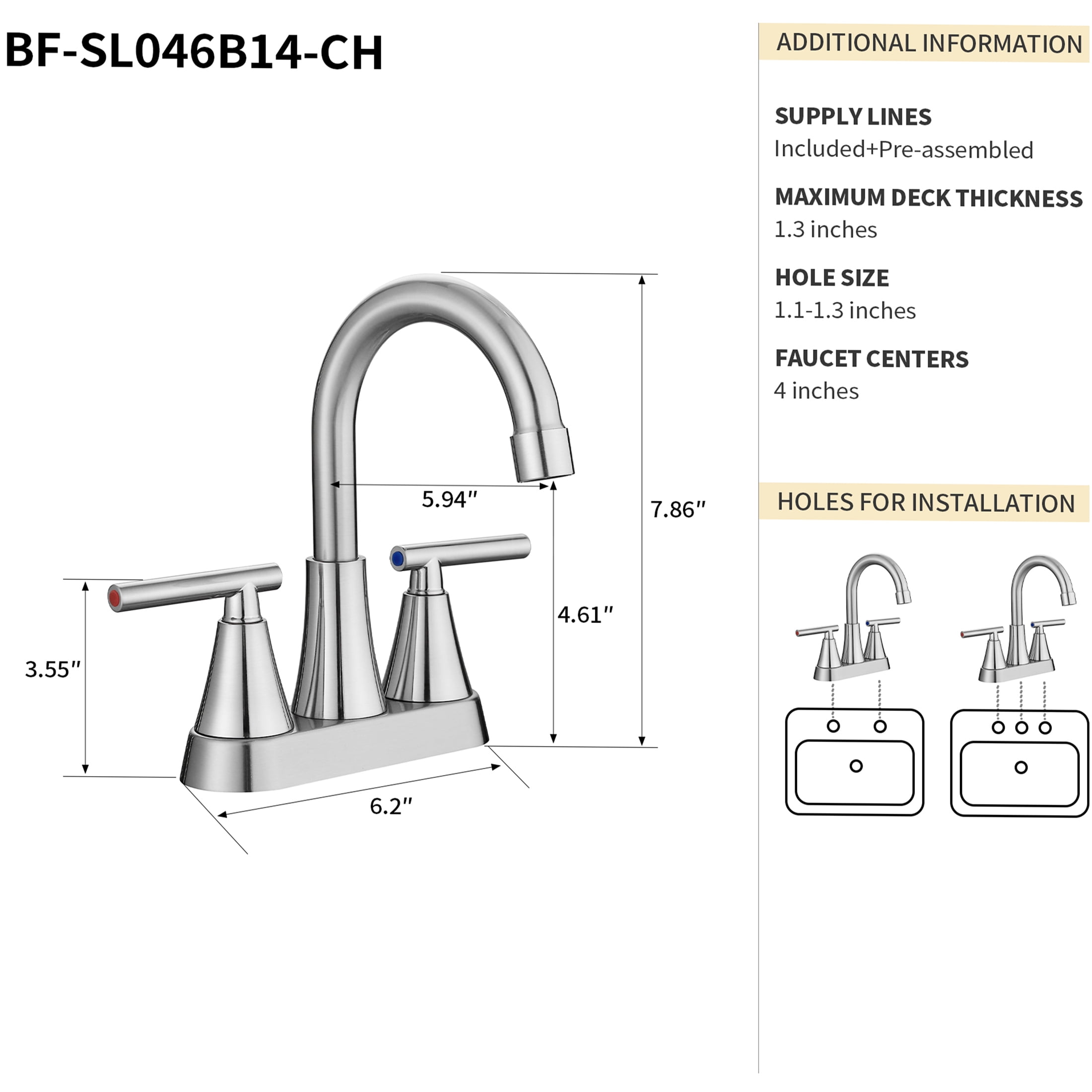 JERFIT 2-Handle Pull-Down Bathroom Sink Faucet with 360° Swivel Spout, Chrome Finish, CUPC Certified for Bath Vanity
