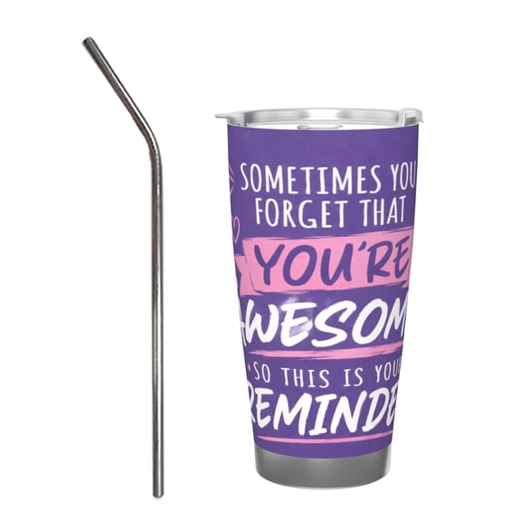 20oz You Are Awesome Inspirational Tumbler with Handle Stainless Steel Insulated Travel Coffee Cup Gift with Stainless Steel Straw