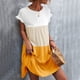 thumbnail image 1 of Vestido Casual De Mujer Vestido De Empalme De Color De Contraste Vestido Clásico De Una Pieza Con Puños Con Volantes Lavable A Máquina Para Verano Amarillo XL ANGGREK Otros, 1 of 5