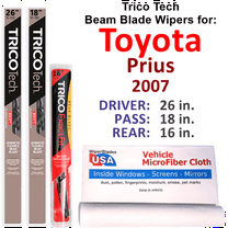 2007 Toyota Prius Beam Blade Wipers (Set of 3) w/Rear Wiper