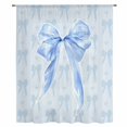 thumbnail image 2 of Cute Bow Sheer Curtains 63 Inches Long, Blue Bowknot Minimalist Solid Color Light Filering Curtains, Breathable Simi Curtain Privacy Drapes for Living Room Bedroom Lightweight Window Treatment, 2 of 9