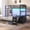 Black, variant on Toogaho Black Bunk Bed Twin Over Full Size with LED Lights & Storages & Charging Station, L-Shaped Metal Loft Bed Frame with Desk for Bedroom