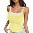 thumbnail image 2 of Cropped Tank Tops for Women Summer Layered Look Spaghetti Strap Slim Fitted Padded Camisole Y2k Going out Tops, 2 of 8