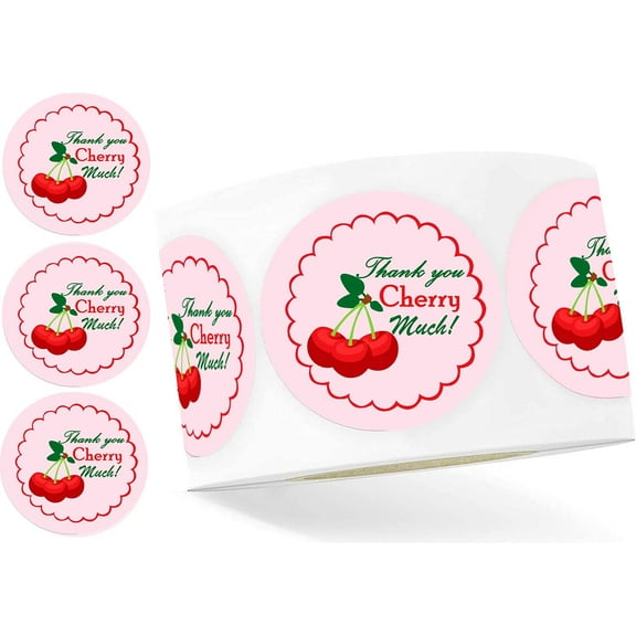 Thank You Cherry Much Stickers,2inch Sweet Cherries Party Favors Supplies Labels Decorations 500Pcs