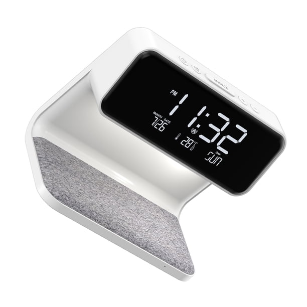 Reloj despertador inalámbrico inteligente Cateissary Lámpara de reloj blanca