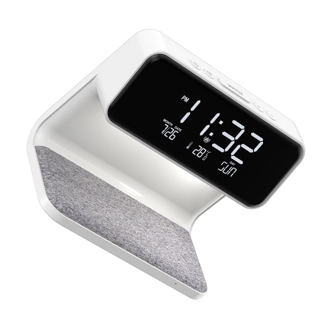 Reloj despertador inalámbrico inteligente Cateissary Lámpara de reloj blanca