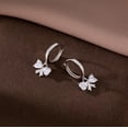thumbnail image 3 of Sterling Silver CZ Bow Hoop Earrings for Women Teens Love Bow Hoop Earrings Huggie Valentines Day Earrings, 3 of 5