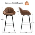 thumbnail image 2 of Bar Stools Set of 2, Modern Counter Height Barstools with Metal Legs, 29" Upholstered PU Leather Kitchen Counter Stools, Height Bar Chairs for Kitchen Island, Brown, 2 of 7