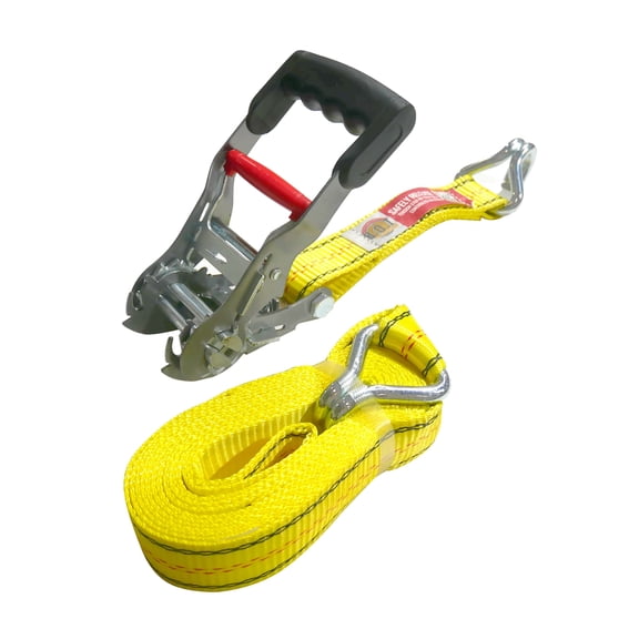 Heavy-Duty 16' x 2" Ratchet Strap with JJ Hooks – Bright Yellow