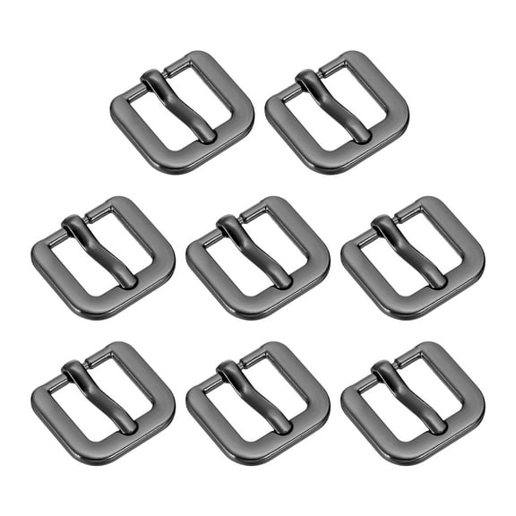 Metal Roller Buckle, 8Pack 0.63 Inch Single Prong Belt Buckle Square Replacement Bar Buckles for Leather Craft Accessories Belt, Metallic Black