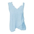 thumbnail image 3 of Endives Women's Tanks Camisole Top Summer Casual Hollow Out Solid Color Scallop Edge V Neck Tank Top Light Blue, 3 of 4