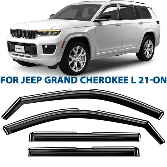 CLIM ART in-Channel Incredibly Durable Rain Guards for Jeep Grand Cherokee L 2021-2026, Original Window Deflectors, Vent Window Visors, Vent Deflector, 4 pcs. - 621370
