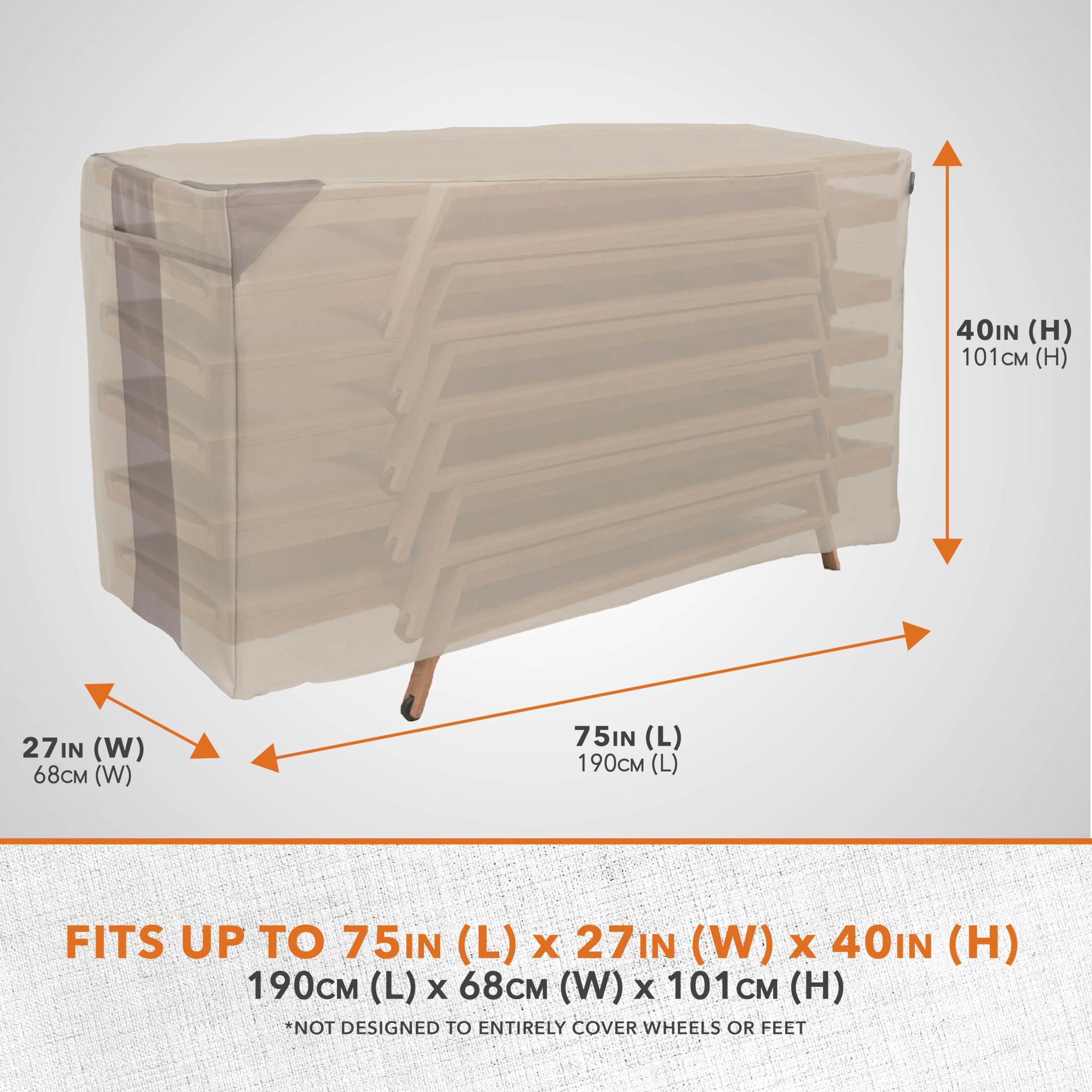 Modern Leisure® Monterey Stacked Patio Chaise Lounge Cover, 75"L x 27"W x 40"H, Beige