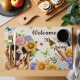 thumbnail image 2 of Spring Dog Placemats Set of 8 Rustic Watercolor Botanical Floral Sunflower Place Mats Indoor Wipeable Table Mats Washable Cloth Dining Table Placemats for Kitchen Holiday Party Home Decor 13x19 Inch, 2 of 9