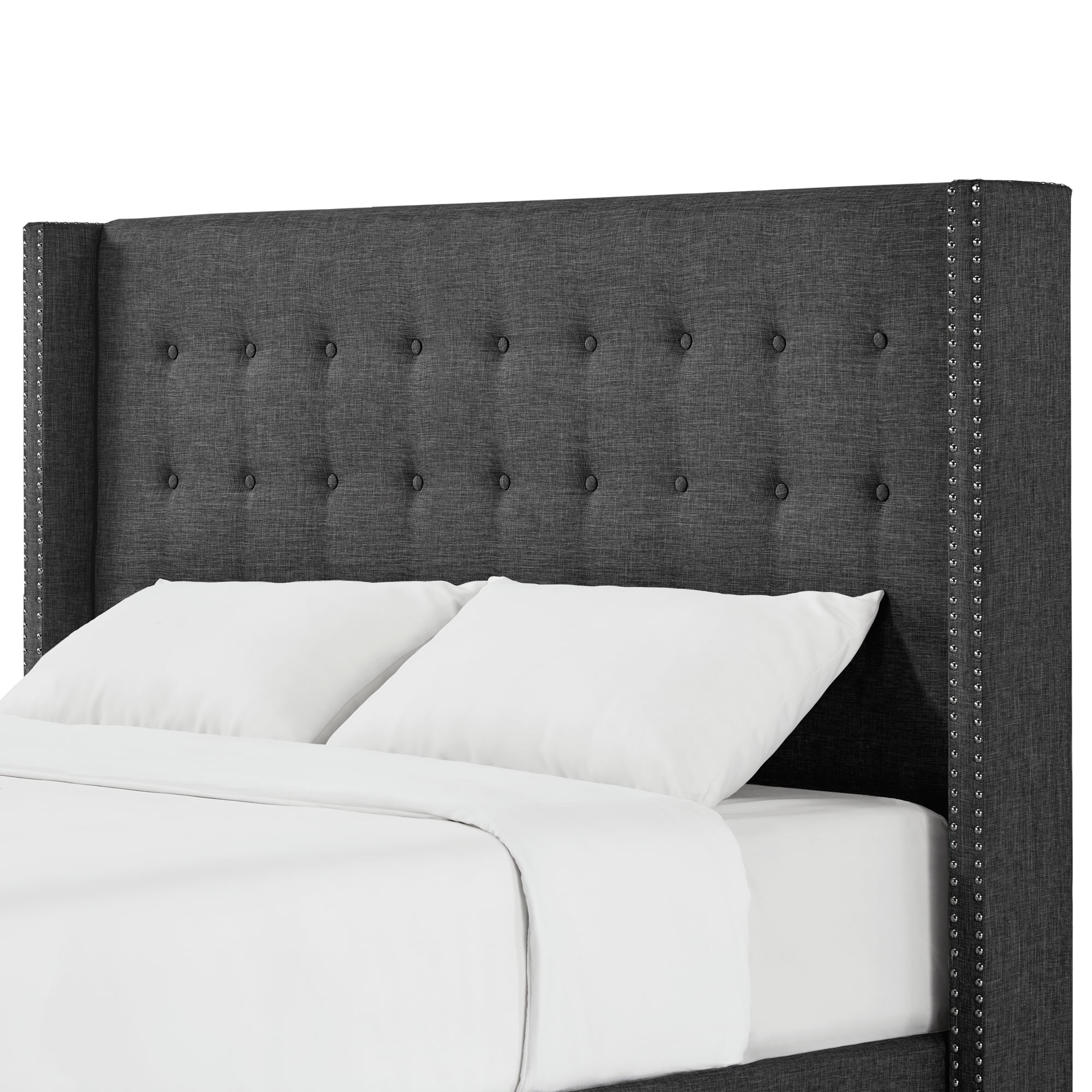 Weston Home Atchison Linen King Wingback Headboard, Dark Gray