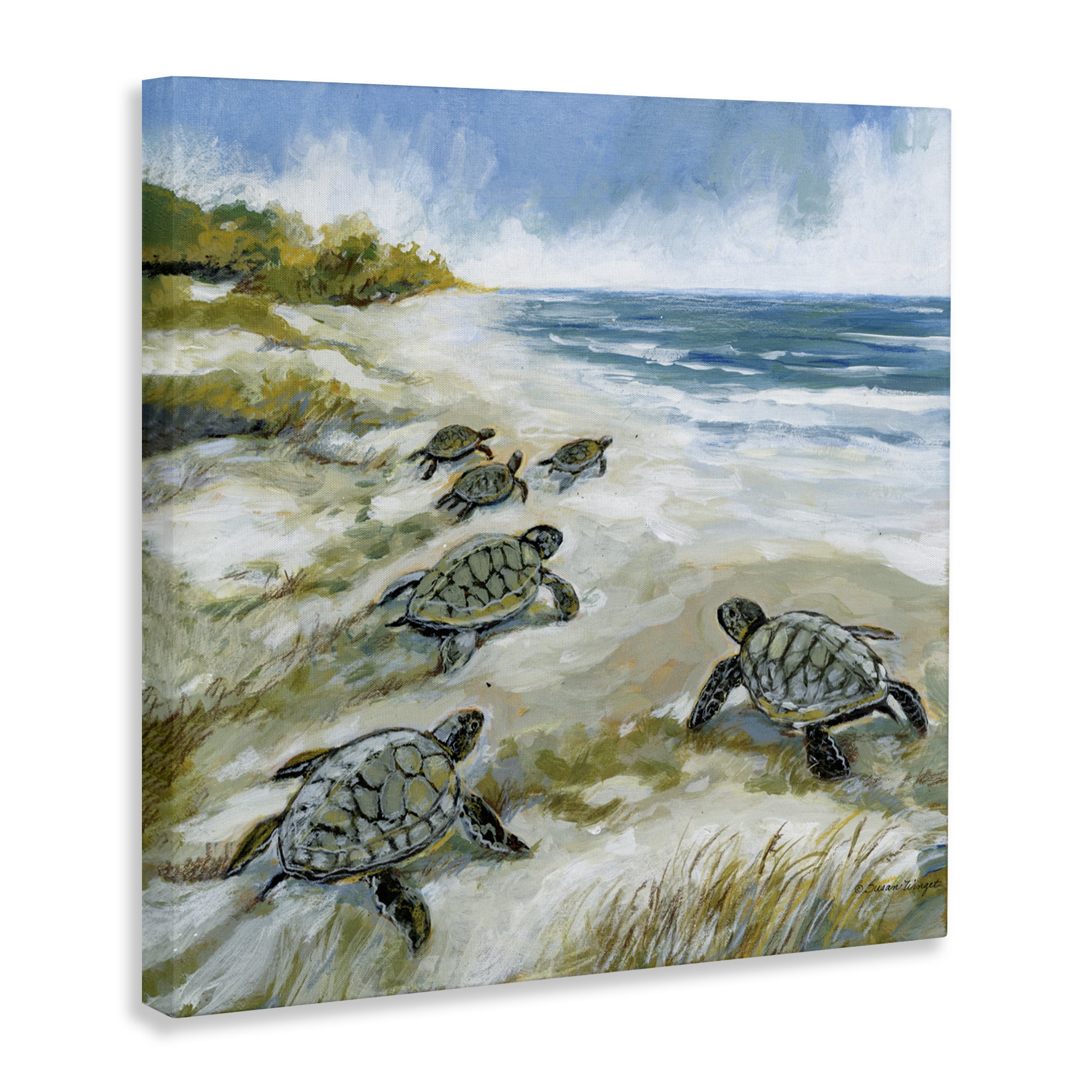 Stupell Industries Baby Sea Turtles on Beach Canvas Wall Art, design by Susan Winget
