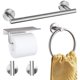 thumbnail image 1 of Juego de accesorios para baño de 5 piezas, incluye toallero de 16 pulgadas, aro para toallas, soporte para papel higiénico con estante, 2 ganchos, plateado, 1 of 5