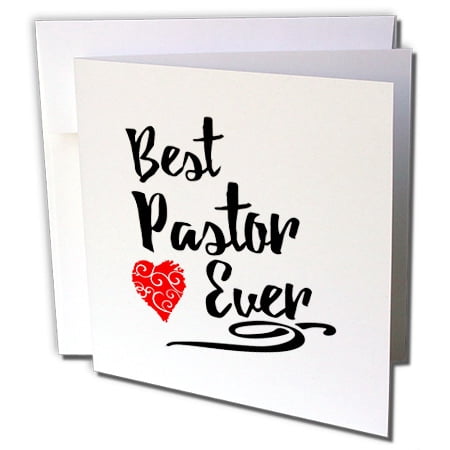 3dRose Best Pastor Ever Design in Black Script with Red Heart Motif - Greeting Cards, 6 by 6-inches, set of (Best Business Card Designs Ever)