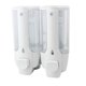 thumbnail image 1 of GOOHOCHY Dispensador de jabón de manos 2 en 1 para baño, de plástico, para pared, con bomba de doble cabezal para ducha, baño, cocina y fregadero (blanco), 1 of 8