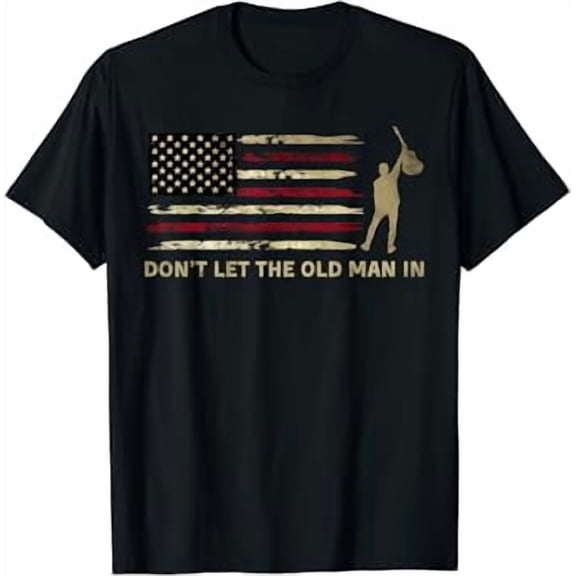 Vintage Don't Let The Old Man In American Flag Guitar T-Shirt