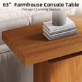 thumbnail image 6 of 63-Inch Wood Console Table for Entryway, Farmhouse Sofa Tables Behind Couch with Wooden Grain Finish and Double Pedestal Base for Living Room, Home Hallway, Apartment Foyer, Rustic Oak Brown, 6 of 7