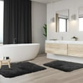 thumbnail image 2 of Clara Clark Shaggy Bath Rug with Non-Slip Backing Rubber Super Soft Bathmat-2 Piece Set, Black, 2 of 4