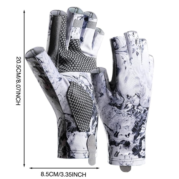 Clearance Under $2.49! 1PAIR UPF 50  Fishing Gloves, Fingerless Sun Gloves for Men & Women, Nylon, for Kayaking & Cycling, (One Size, White)