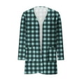 thumbnail image 6 of aohooy Cardigan Kids Girls Plaid Lightweight Open Front Cardigans Shawl Collar Long Sleeve Oversized Outerwear Sweater with Pockets Mint Green,130, 6 of 6