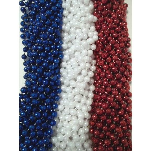144 Red White Blue Memorial Day Mardi Gras Beads Necklaces Party Favors Huge lot
