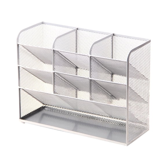 Household Office School Pencil Holder Pen Clips Storage Multifunctional Pen Rack Stainless Steel Multiple Layers Stationery Organizer Type A Silver