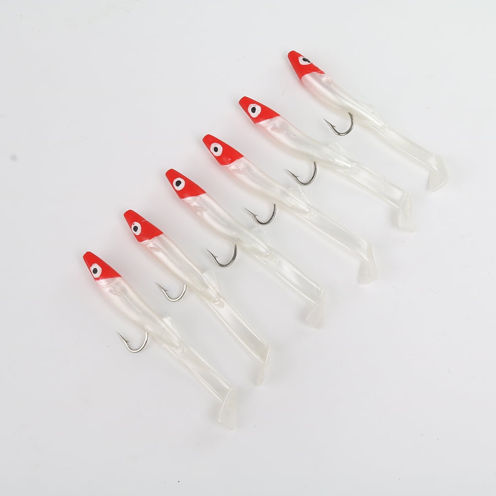 Leurres Souples Mer Anguille 80mm - 6 Pièces Queue Paddle - Appâts Pêche Leurres Réalistes Avec Yeux 3D