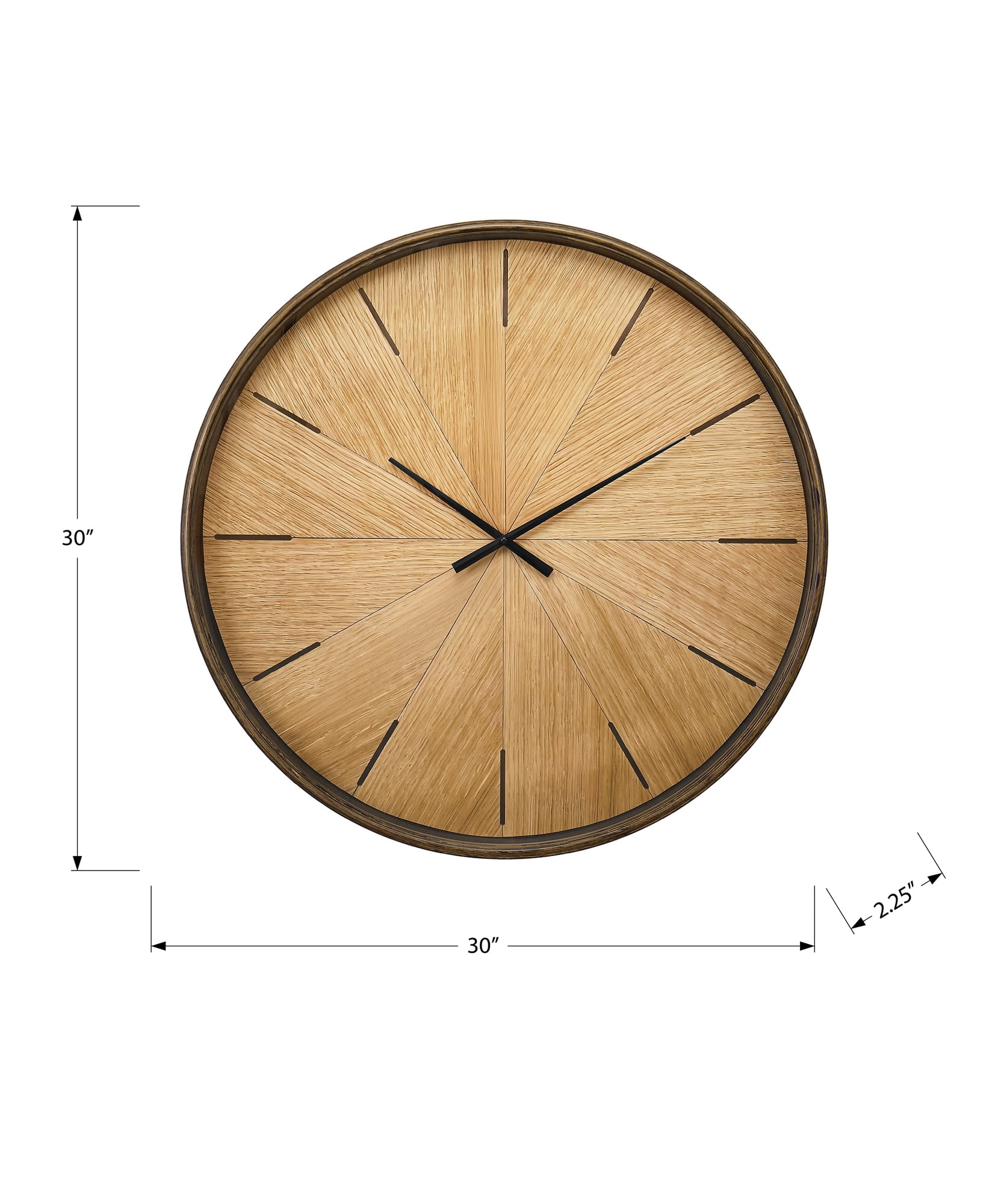 Clocks - 30" Round - Large Oversized - Wall Clock - Brown Plastic Frame