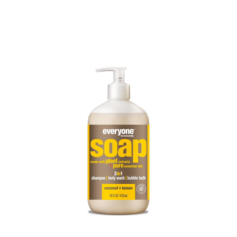 Everyone Coconut & Lemon 3in1 Soap Moisturizing Shampoo Body Wash & Bubble Bath 16 Oz