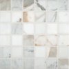Calacatta Gold Mounted 2" x 2" Marble Mesh Polished Mosaic in White