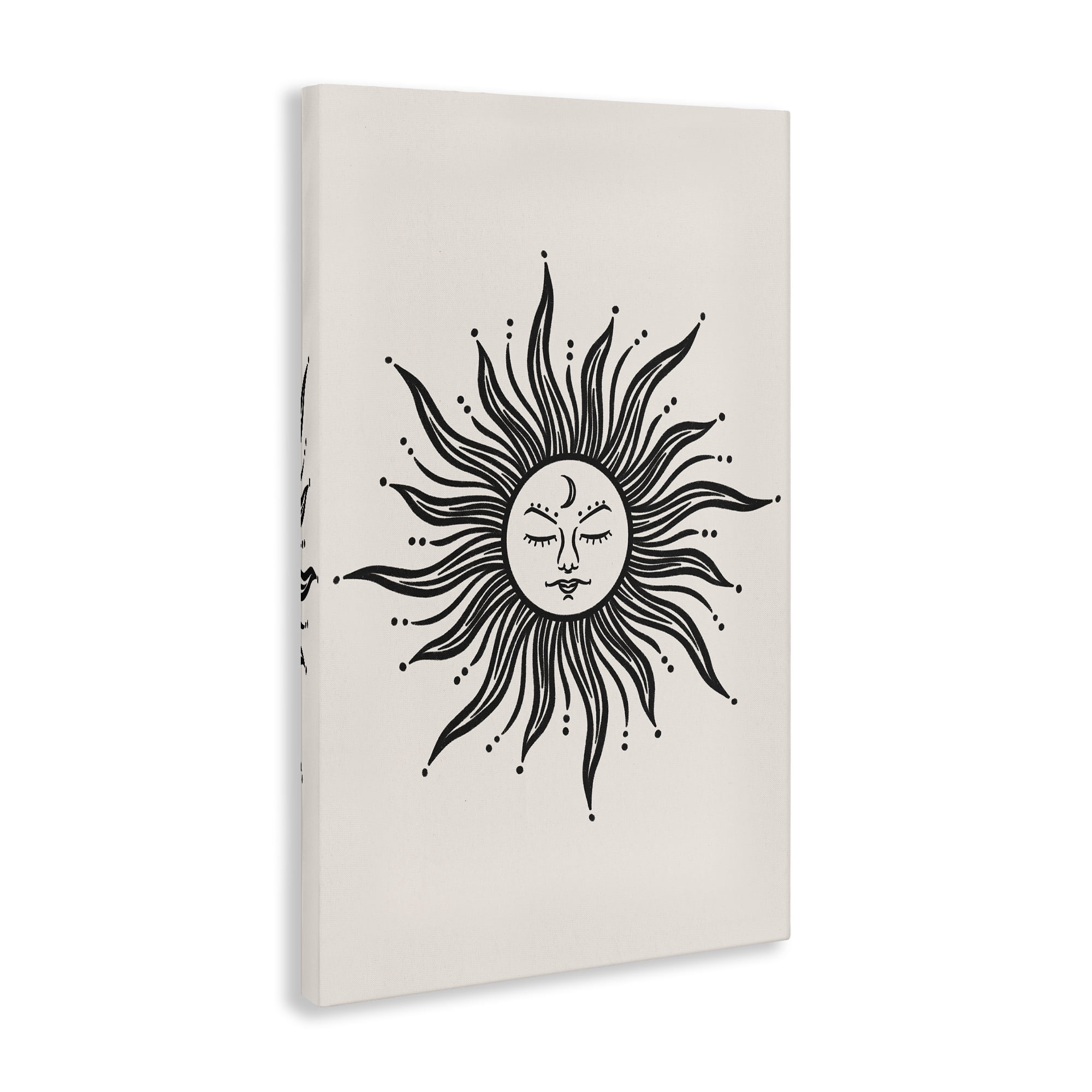 Stupell Industries Cream & Black Sun Astrology & Stars Painting Wrapped Canvas Art Print Wall Art, 24 x 36