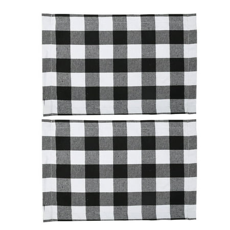 

2pcs Classical Plaid Pattern Hotel Restaurant Banquet Cloth Placemat Cutlery Mat for Home (Black White Grey)